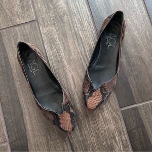 AGL Mimosa Ballet Flats in Snake Embossed Leather Sz 6.5